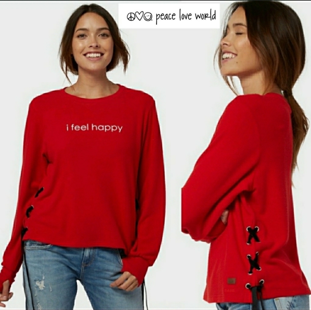 Peace Love World I Feel Happy Comfy Top